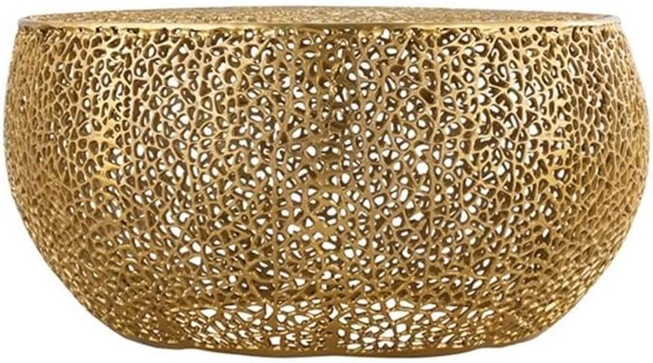 Pemberly Row Round Coffee Table, 32' W x 32' D x 16' H, Durable Aluminum Casting, Gold Finish, Modern Contemporary Design, Sleek Living Room Centerpiece, Stylish Functional Surface