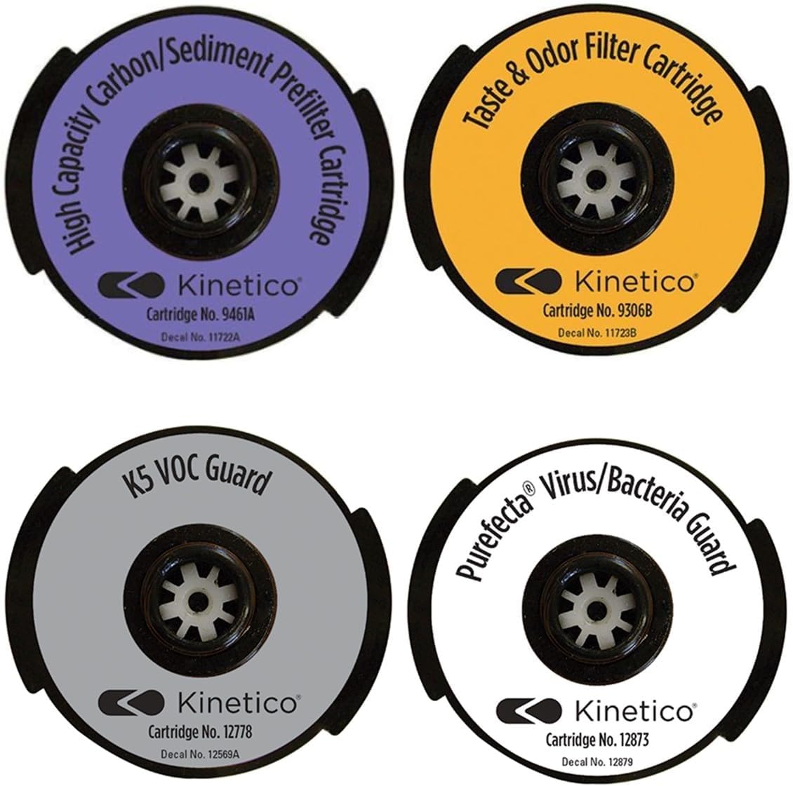 Set of 4 filters for Kinetico K5 Pure Ultra (Part No. 9461 PURPLE, 9306 ORANGE, 12778 SILVER & 12873 WHITE)