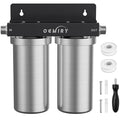 Whole House Water Filter, Stainless Steel Filter Housing, 2-Stage 10'x4.5' Sediment Carbon Filter Pre-Filtration System for Well or City Water, 1' or 3/4' NPT Port, 2 Filters