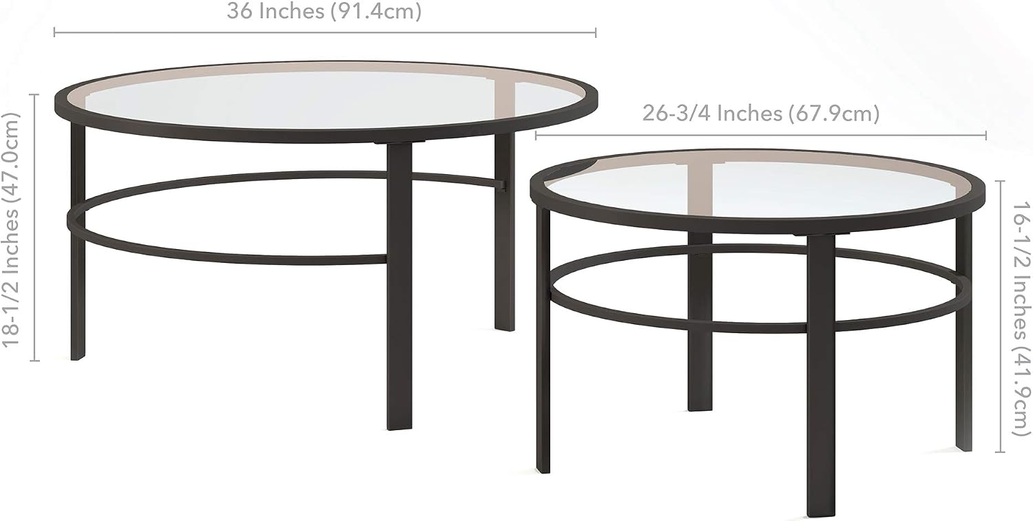 Henn&Hart Round Nested Coffee Table in Blackened Bronze, Coffee Table coffee tables for living room, studio apartment essentials, 36' Wide
