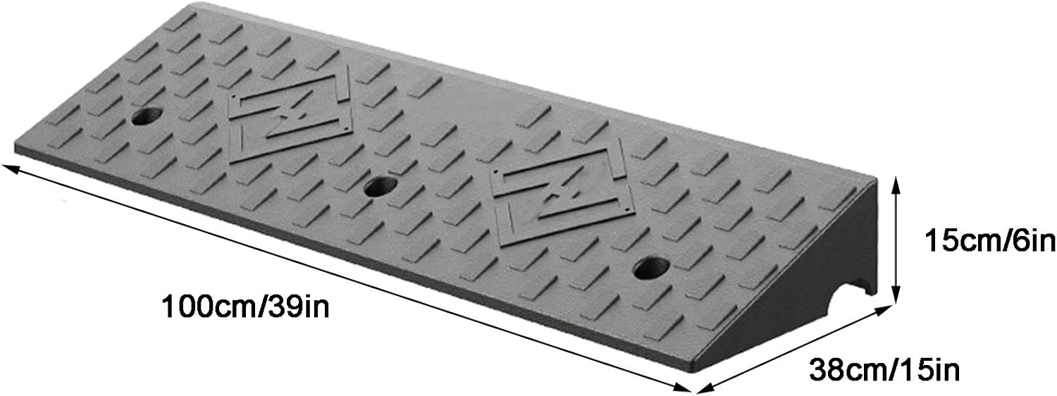 Curb Ramp, 1.6' to 8' Rise Threshold Ramps for Doorways, 22000lbs Heavy Duty, for Forklifts, Trucks, Buses, Cars, Wheelchairs, Bikes(100x38x15cm/39x15x6in)