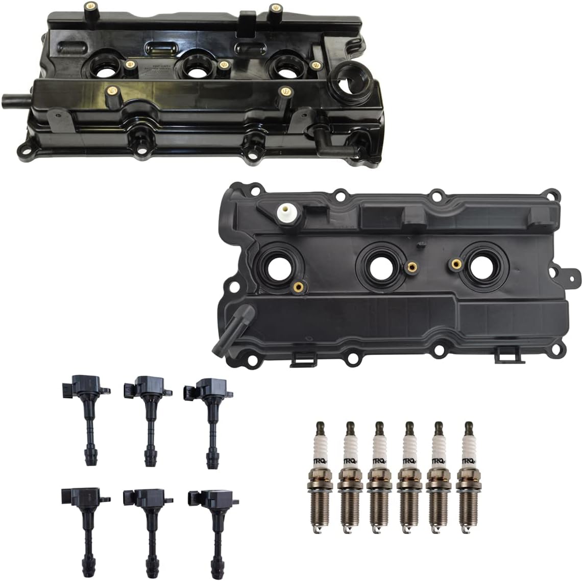 TRQ Ignition Coil & Spark Plug Kit Iridium 6 Piece Compatible with 2002-2004 Infiniti I35 2002-2006 Nissan Altima V6 3.5L 2002-2008 Maxima 2003-2007 Murano 2004-2009 Quest