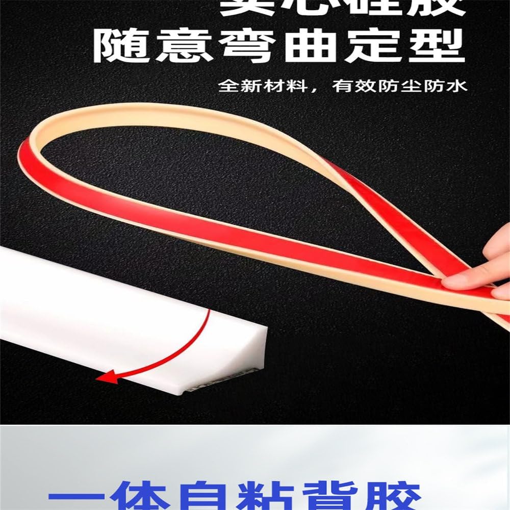 Silicone Water Stopper Countertop Water Retaining Strip Kitchen Bathroom Washing Machine Shower Threshold Dam Barrier,Transparent,Length 200cm