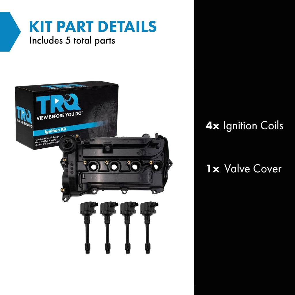 TRQ Ignition Coil Kit 4 Piece Coil on Plug Compatible with 2018-2019 Honda Accord 2016-2019 Civic 2017-2019 CR-V