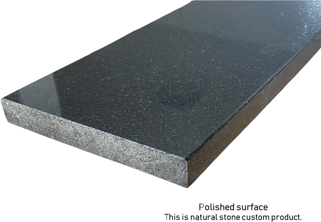 Tenedos Custom Lenght | Black Granite Threshold Floor Tile Polished Eased Edge for Doorway, Window sill, Shower Curb Kerdi Board Cut up to 36 inches Long (Width: 6 inch, Thickness: 0.75 inch)