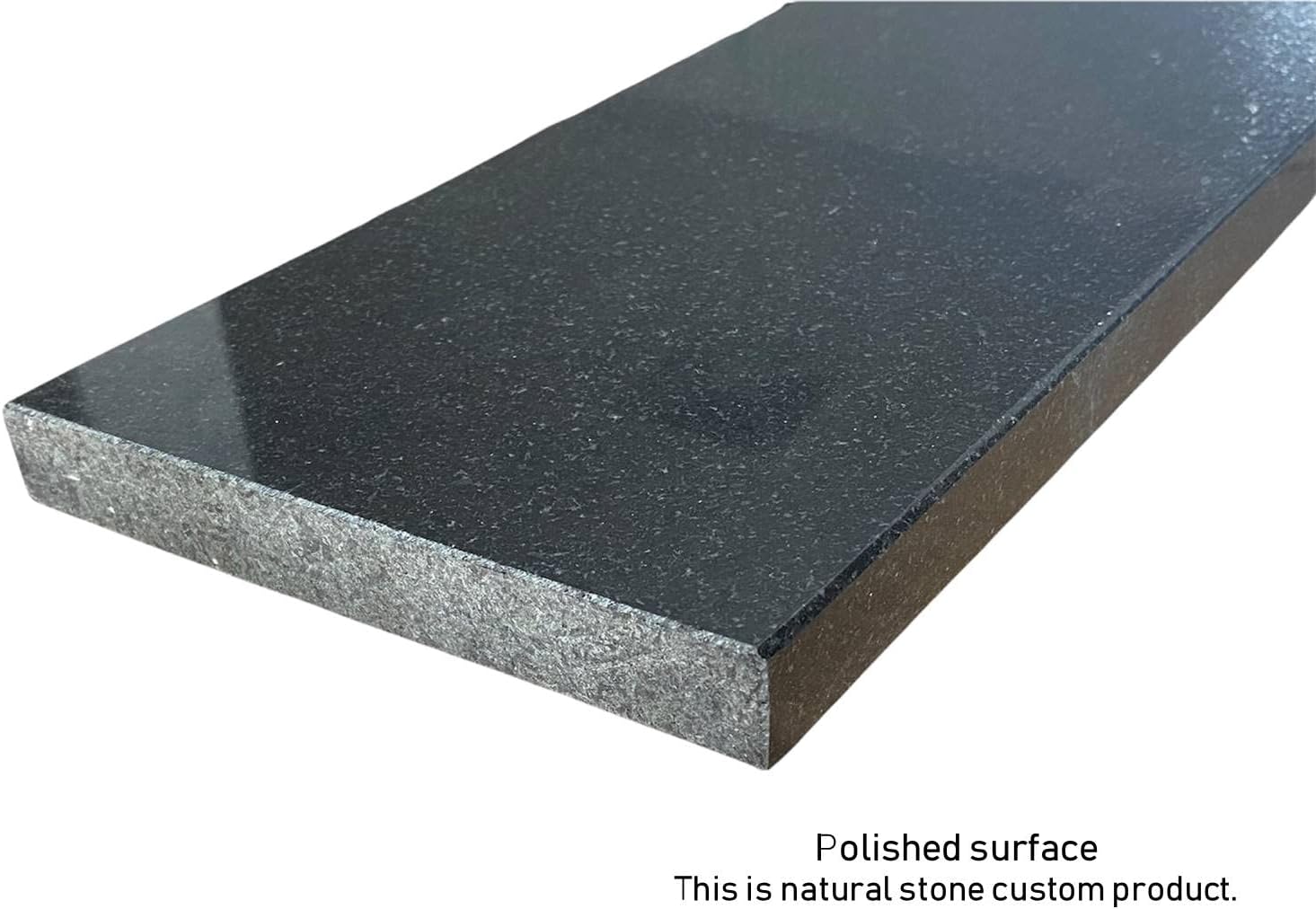 Tenedos Custom Lenght | Black Granite Threshold Floor Tile Polished Eased Edge for Doorway, Window sill, Shower Curb Kerdi Board Cut up to 36 inches Long (Width: 6 inch, Thickness: 0.75 inch)