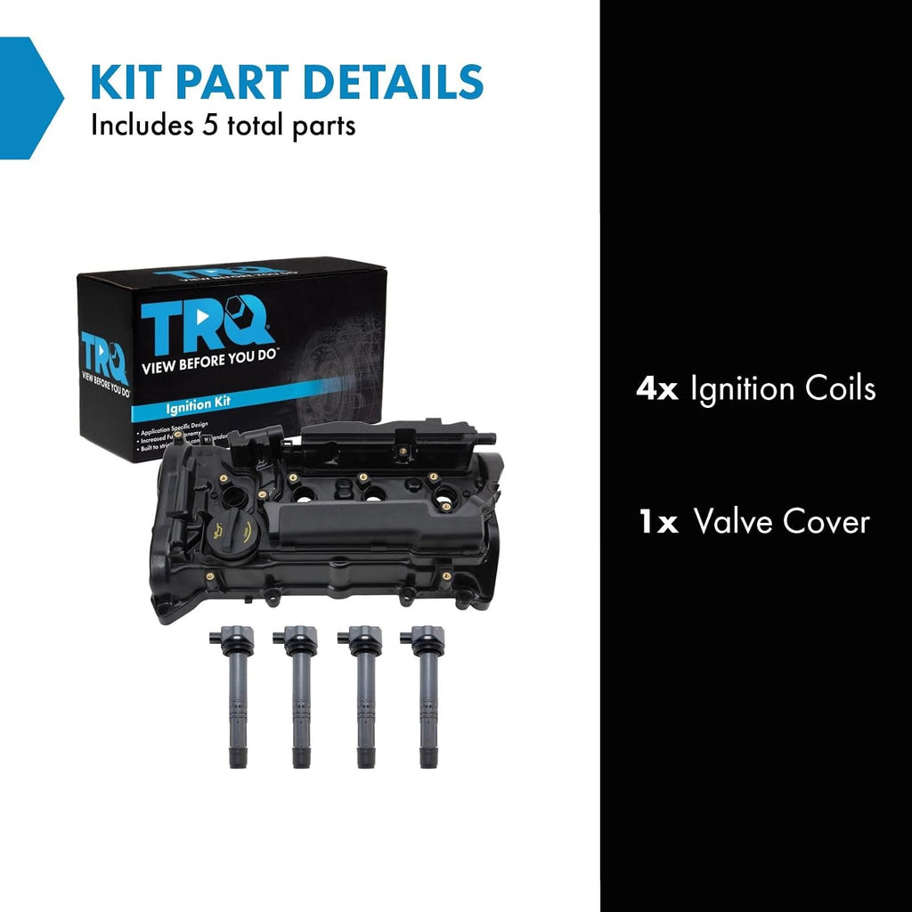 TRQ Ignition Coil Kit 5 Piece Coil on Plug Compatible with 2016-2021 Acura ILX 2015-2020 TLX 2013-2017 Honda Accord 2015-2019 CR-V