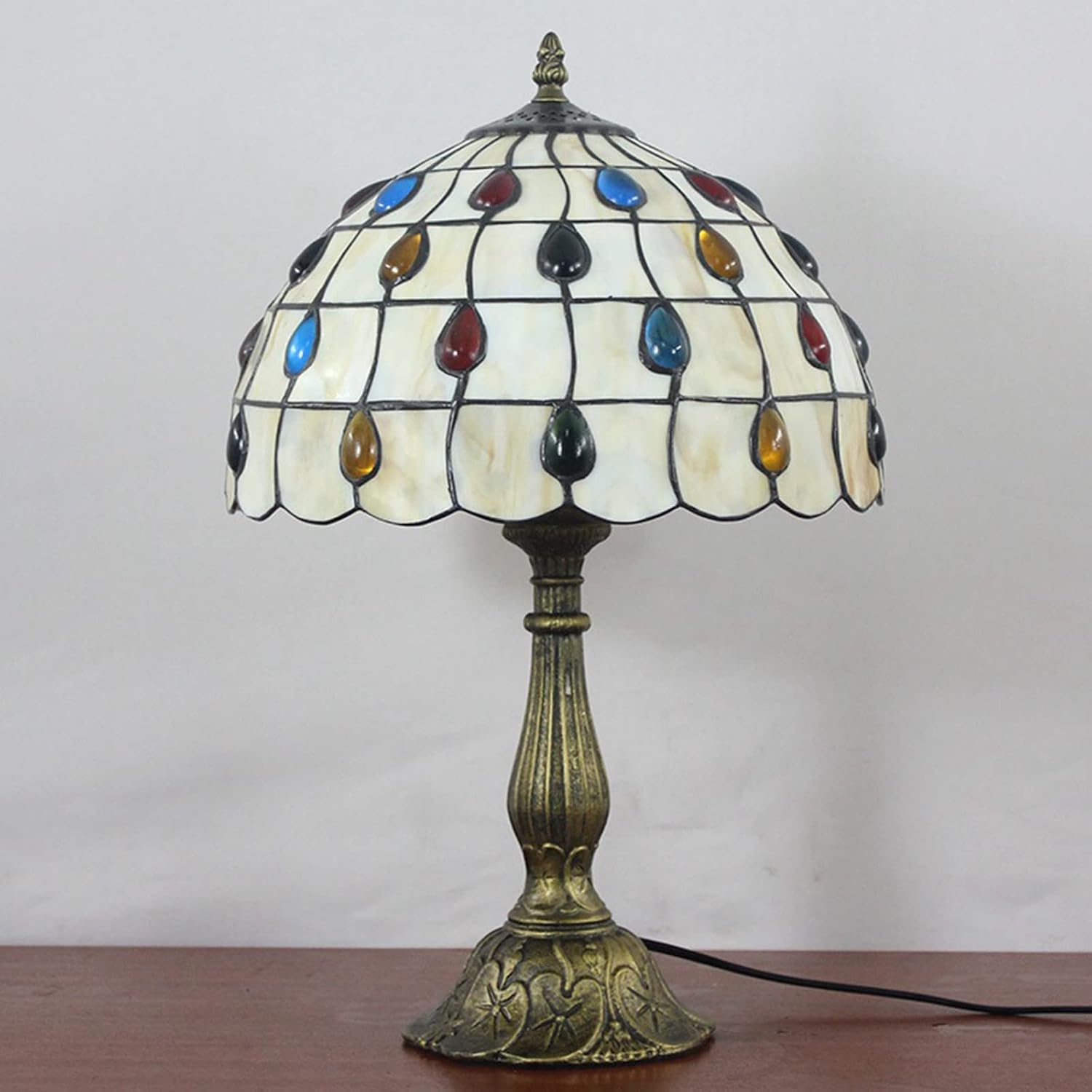 Tiffany Style Lamp Table Top Stained Glass Bedside Lamp,Vintage Nightstand Lamp Night Light Indoor Lighting Decoration Desk Lamp Children's Room Light Bedroom Lamp