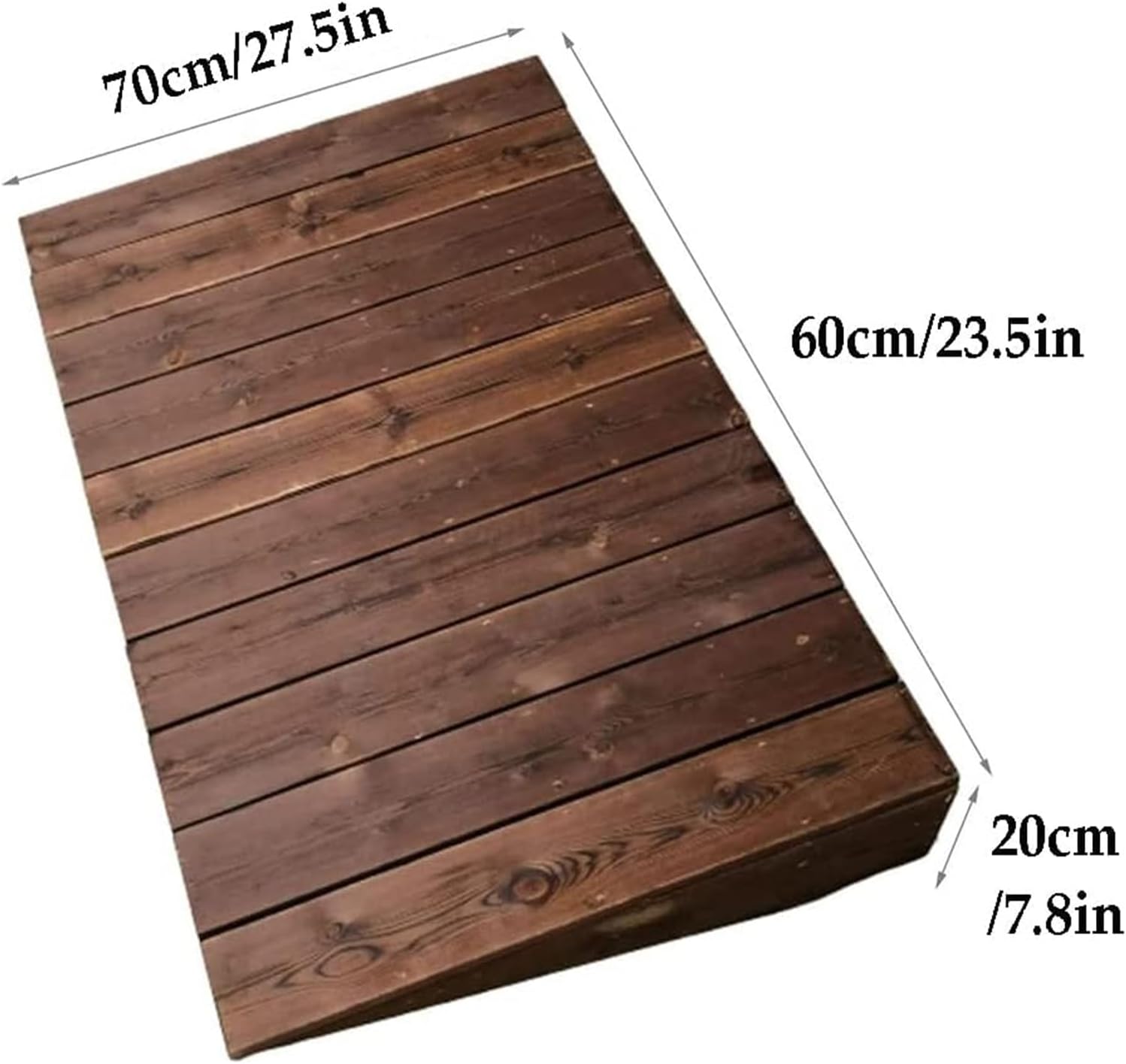 Wood Threshold Ramps 10/18/20/25cm Rise Entry Ramp,for Home/Steps/Stairs/Doorways/Curbs,Non Slip Surface,600lbs Capacity (Color : A, Size : 60x80x25cm(23.5x31.5x9.8in