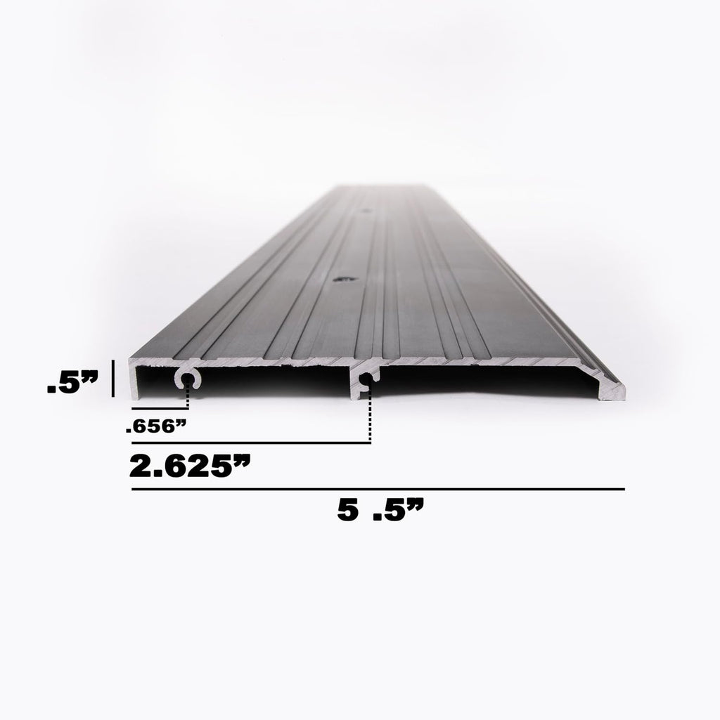 ADA Tile Saddle Threshold Aluminum ADA Compliant Door Saddle for Tile Floors – 1/2' Height – 5-1/2' or 6-1/2' Wide – Prehung Ready, Top Screw Holes Commercial-Residential (48'x 5 1/2')