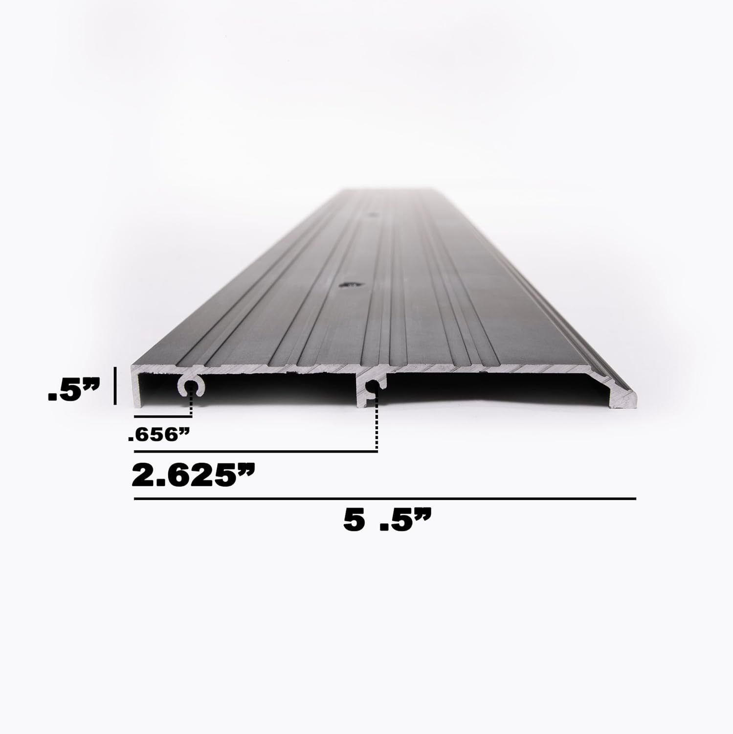 ADA Tile Saddle Threshold Aluminum ADA Compliant Door Saddle for Tile Floors – 1/2' Height – 5-1/2' or 6-1/2' Wide – Prehung Ready, Top Screw Holes Commercial-Residential (48'x 5 1/2')