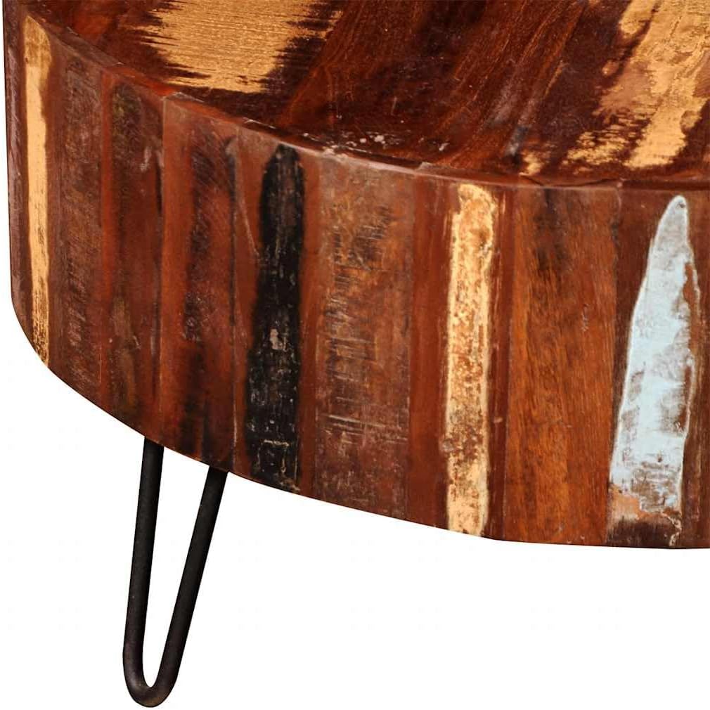 vidaXL Coffee Table Multicolor Reclaimed Solid Wood, Iron 27.6 in Diameter