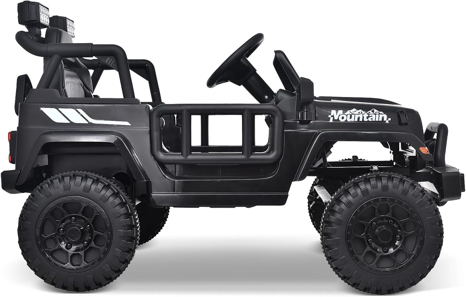 Joywhale 12V Kids Ride on Truck Battery Powered Motorized Car Electric Vehicle for Kids, with Remote Control, 4-Wheel Suspension, LED Lights, Music & FM, Seat Belt, Portable Handle, Black