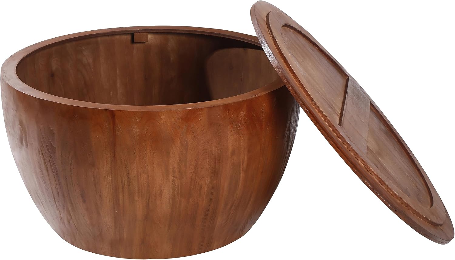 31.50' Vintage Style Bucket Shaped Coffee Table, Drum Coffee Table for Office, Dining Room and Living Room, Brown