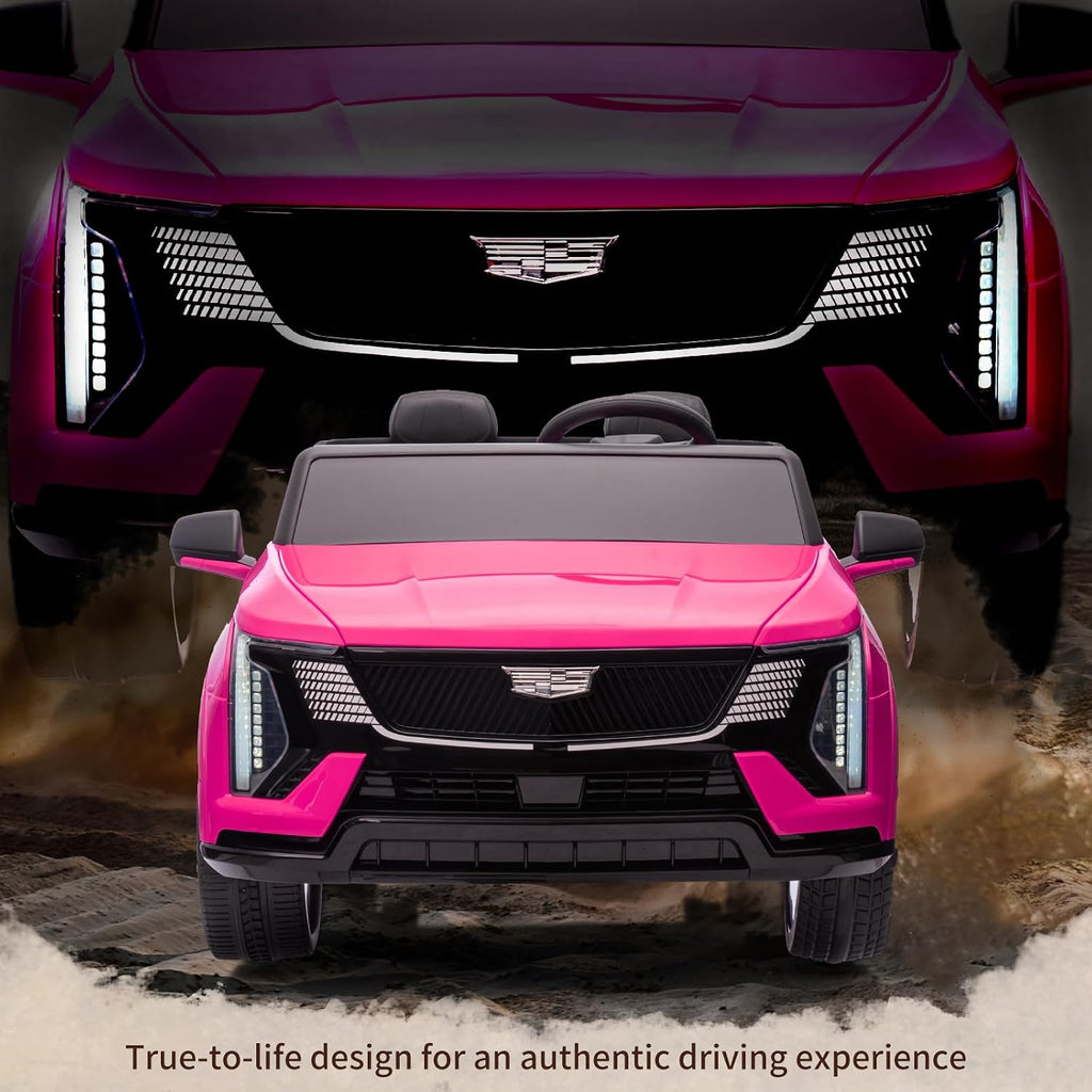 24V Ride On Car, Licensed Cadillac Battery Powered Electric Vehicle w/Remote Control, 2 Seater, 4-Wheel Shock Absorbers, Smooth Start, Music, LED Lights for Boys Girls