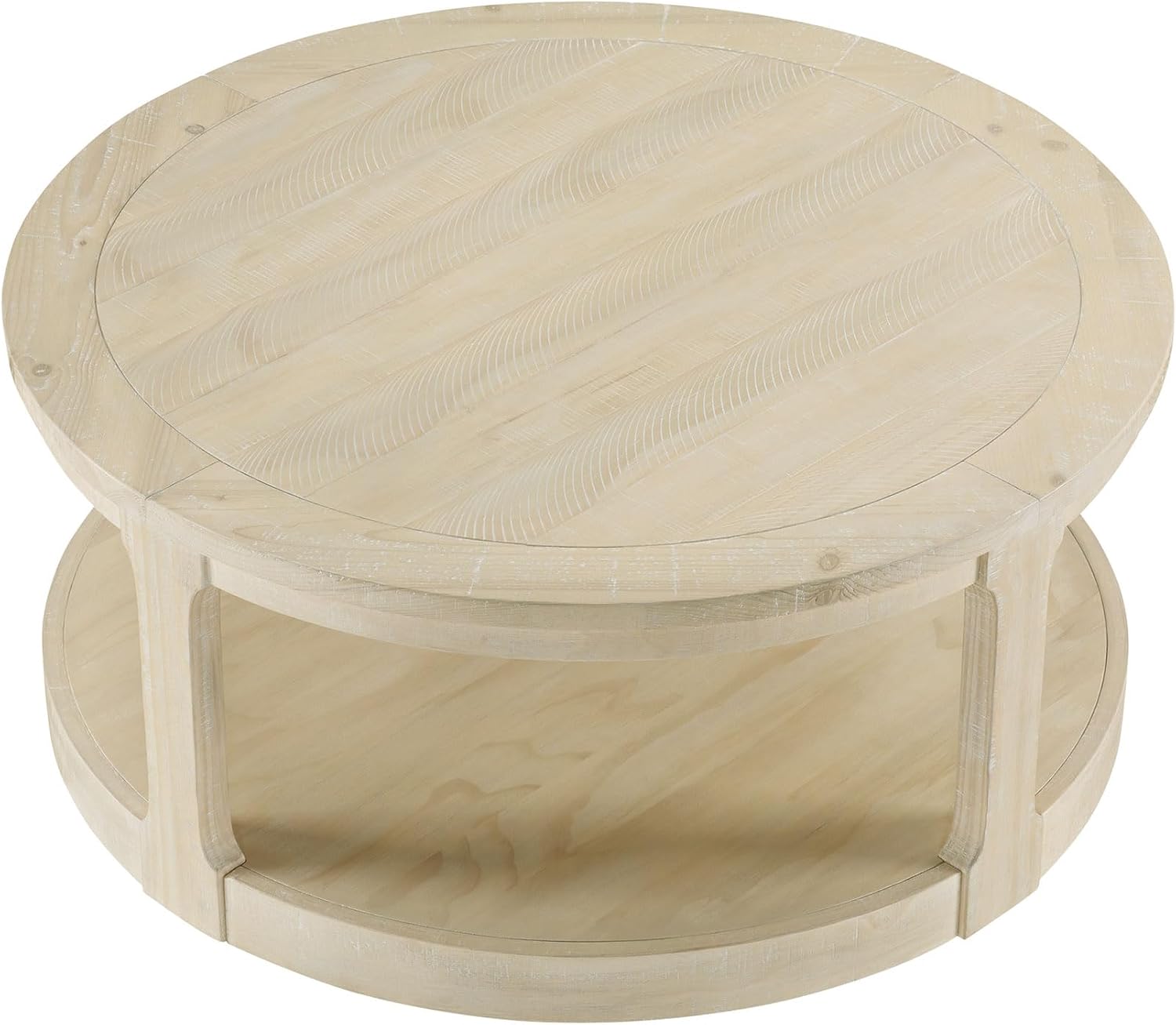 40'' Round Wood Coffee Table Circle Coffee Table with 4 Wheel for Living Room, Modern Retro Farmhouse Style, Easy Assembly, Oak/Wood(ø40'' x 17.52'')
