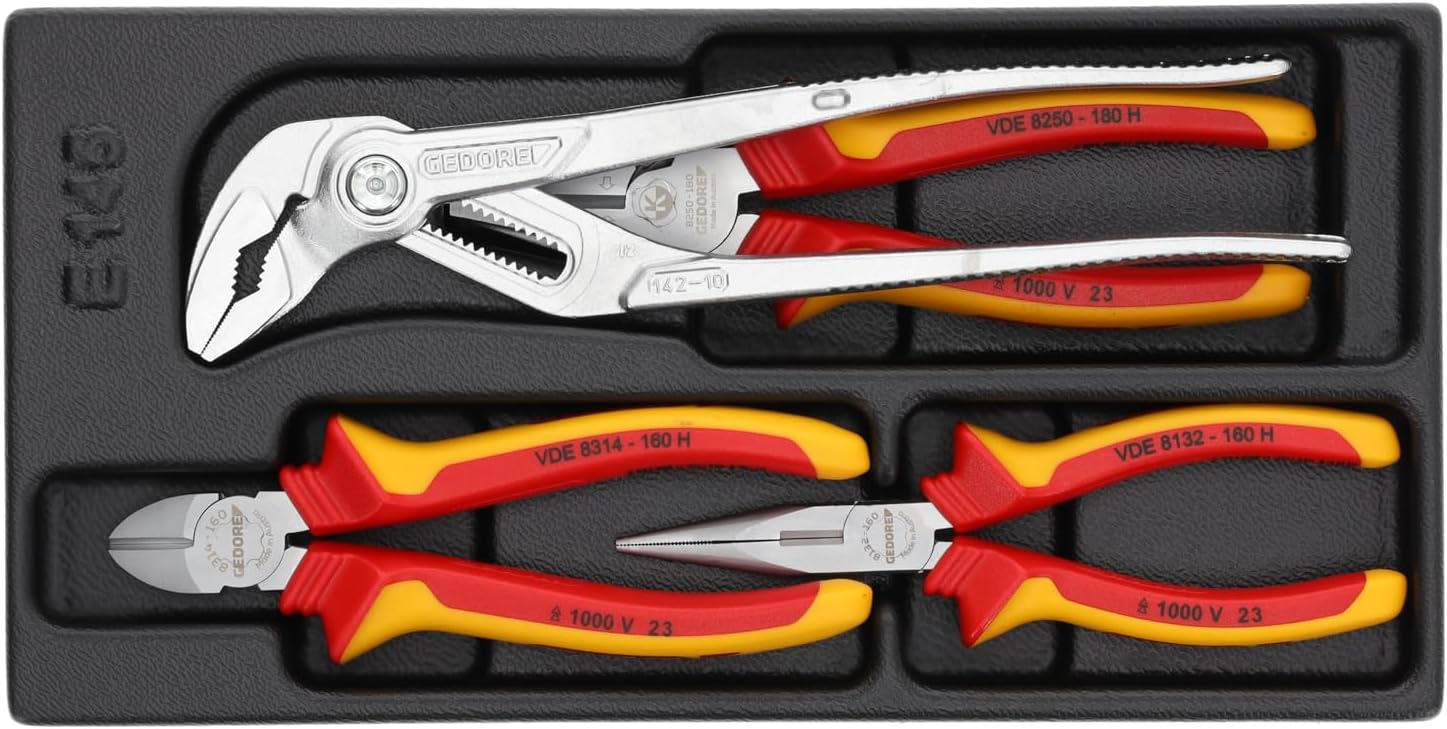 Gedore 1500 ES-VDE 145 VDE pliers set in 1/3 ES tool module