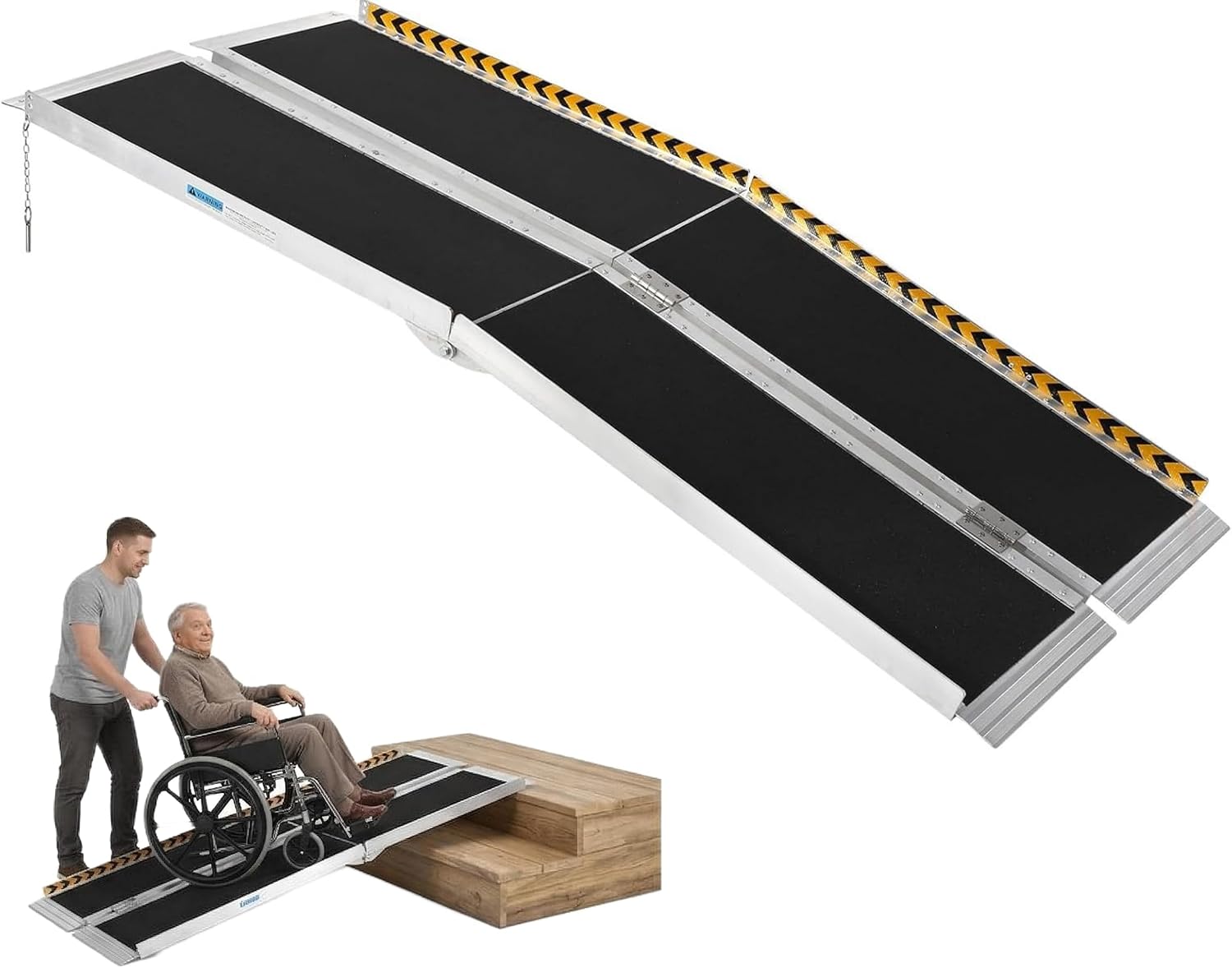 6 ft Portable Wheelchair Ramp, 600 LBS 28' Wide Aluminum Folding Handicap Ramp with Anti-Slip Surface & Reflective Strips for Home Steps Threshold Doorways