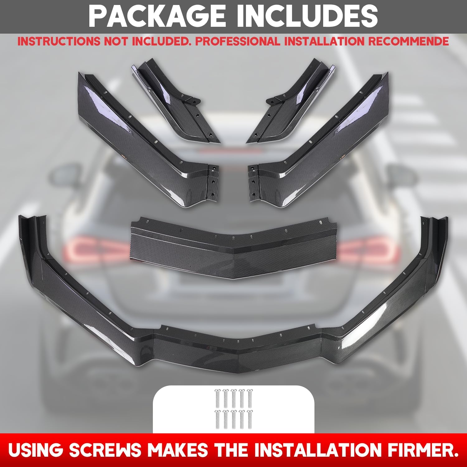 Front Bumper Lip Splitter Spoiler Compatible with Chevy Corvette C8 2020-2025, C8 Front Lip, Corvette C8 Front Splitter Air Dams Chin Spoiler Auto Parts Accessories (Front Lip-Carbon Fiber)