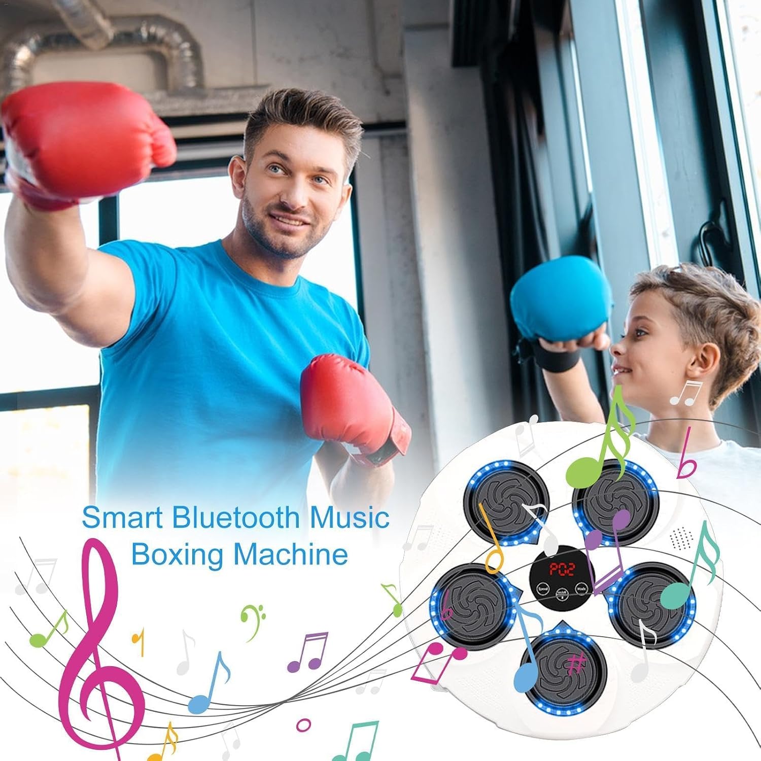 Electronic Boxing Trainer with Boxing Gloves, Smart Wall Strike Machine, Electronic Music Boxing Machines, Training Machine, Speed Adjustable Punch Equipment