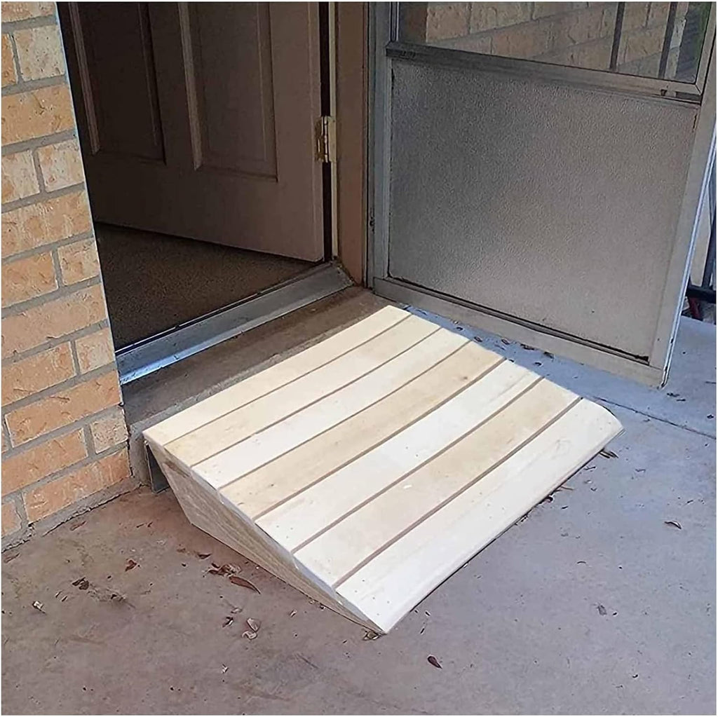 6 Inch Rise Solid Wood Threshold Wheelchair Ramps, Anti-Slip Surface Portable Mobile Car Ramp, Home Stairs Doorway Wooden Ramp Pad (Size : 23.6x29.5x6in/60x75x15cm)