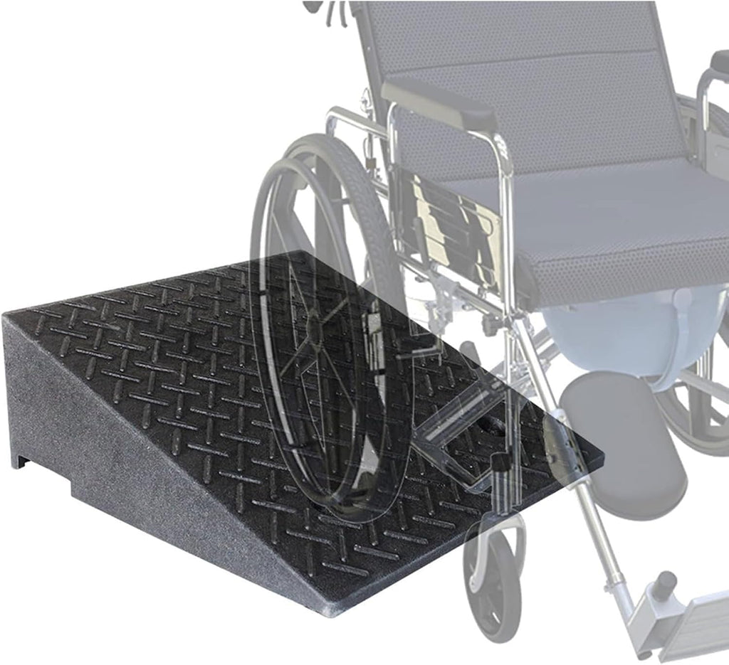 Heavy Duty Wheelchair Rubber Threshold Ramp - Curb Ramps for 4-8 Inch Rise | Ideal for Home Door Steps, Driveways, Cars, Motorcycles, Bicycles (50x50x19cm)