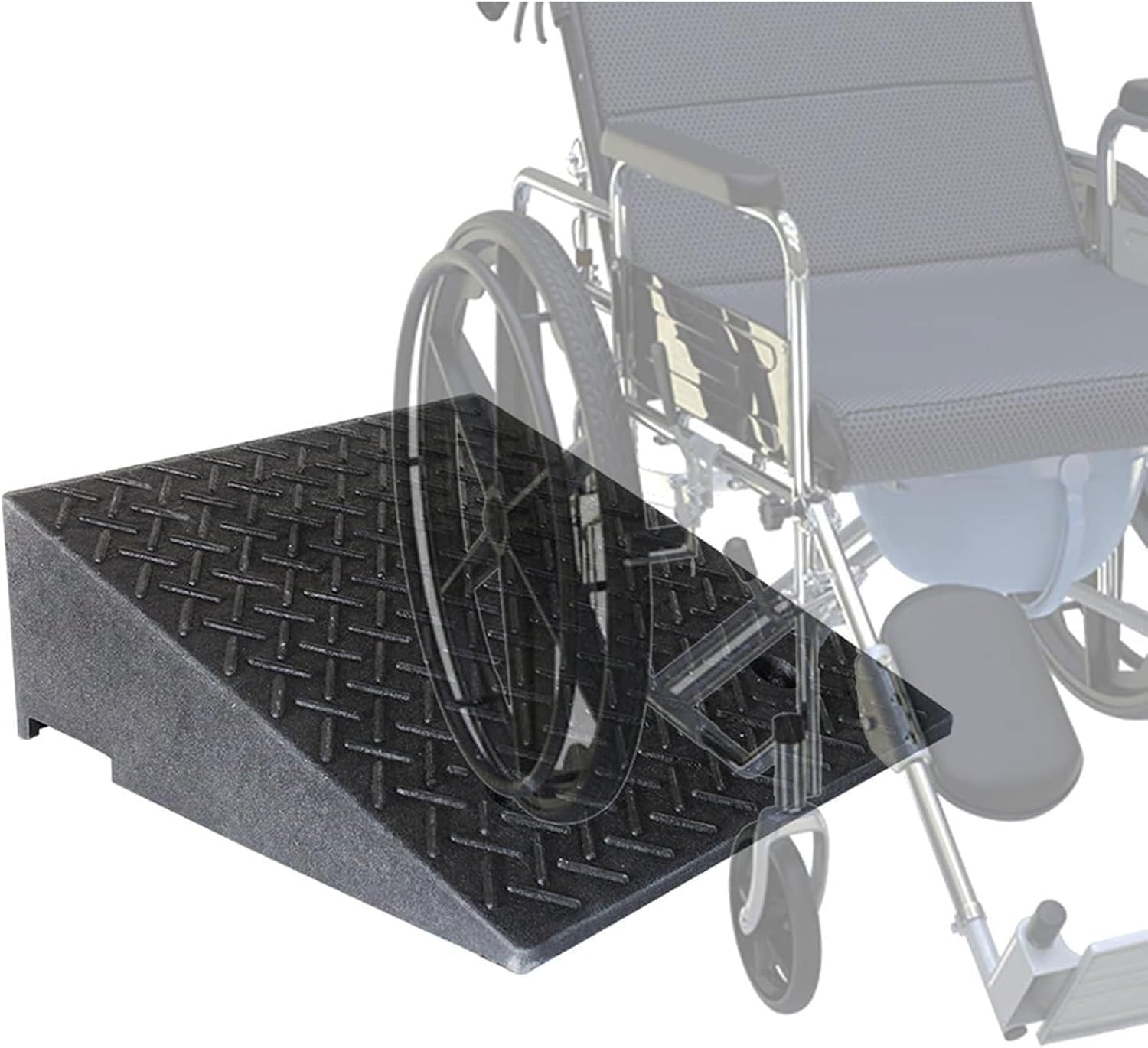 Heavy Duty Wheelchair Rubber Threshold Ramp - Curb Ramps for 4-8 Inch Rise | Ideal for Home Door Steps, Driveways, Cars, Motorcycles, Bicycles (50x50x19cm)