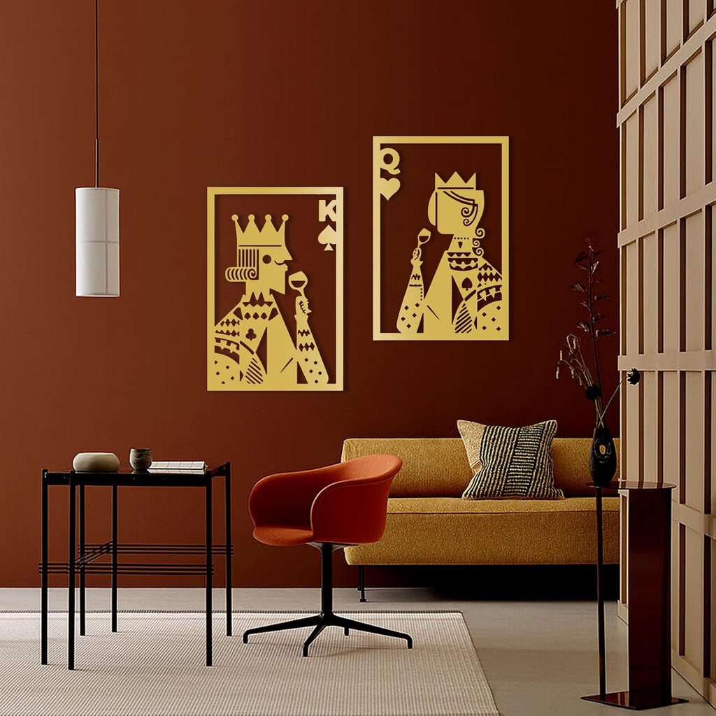 Poker Metal Wall Art, Hearts Queen and King of Spades Metal Wall Art, Metal Wall Art Decor, Gift for Gamer, Card Game Metal Wall Decor, Home Decor, Housewarming Gift (30 x 22 inch | 76 x 57 cm, Black)