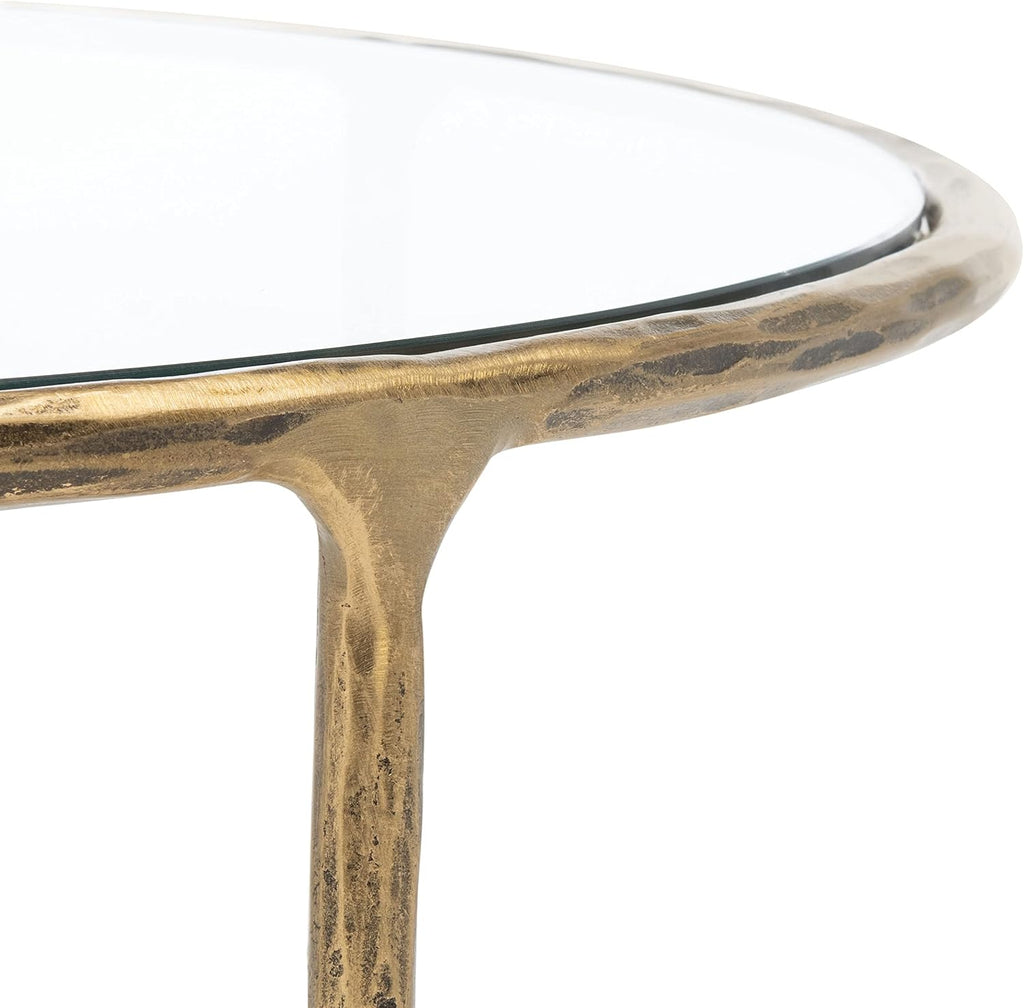 SAFAVIEH Couture Home Collection Jessa Brass Metal/Tempered Glass Top Round Coffee Table (Fully Assembled)