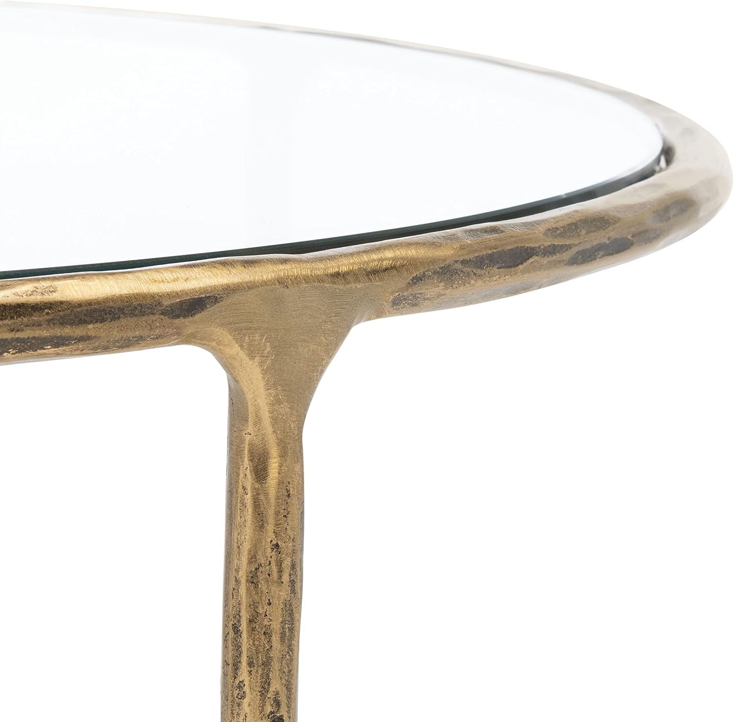 SAFAVIEH Couture Home Collection Jessa Brass Metal/Tempered Glass Top Round Coffee Table (Fully Assembled)