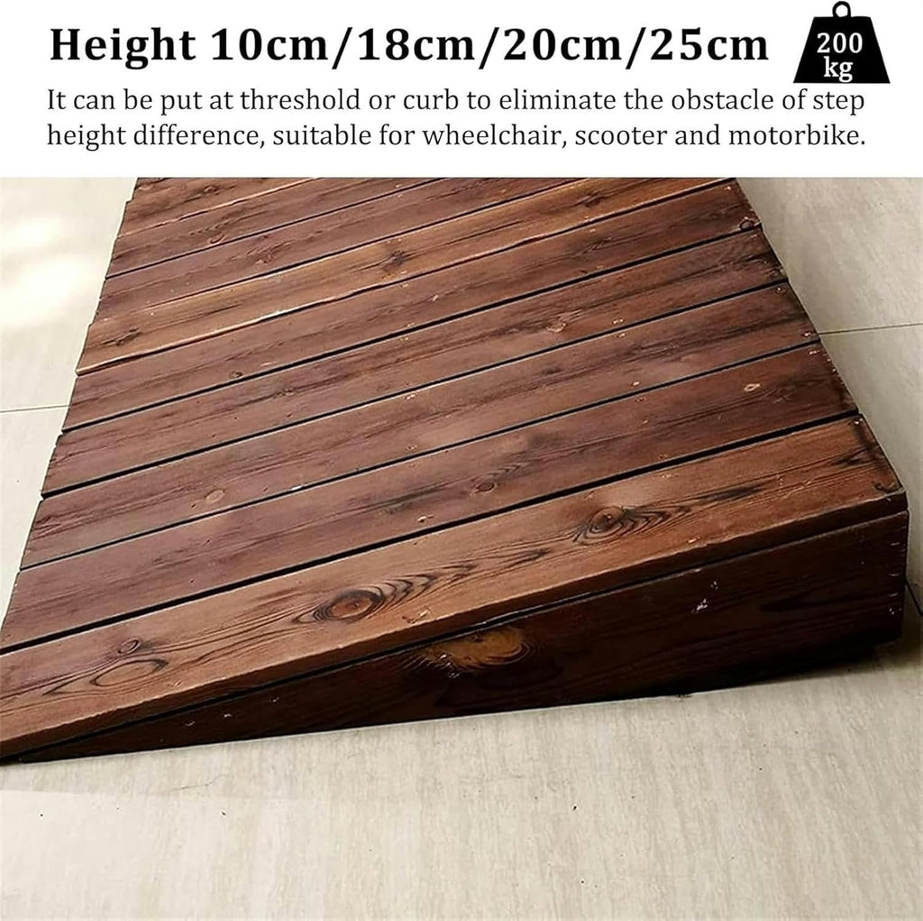 Threshold Ramp, 10'/8'/7'/4' Rise Wooden Threshold Ramps for Doorways, Non-Slip Durable Entry Ramp for Home/Garden Step/Sheds Doors
