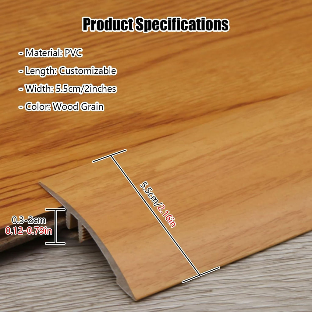 Interior Doorway Threshold Strip 34 36 48 60 72in, Floor Transition Strip Edging Trim for Uneven Flooring Carpet Tile Hardwood, Wood Grain Finish Reducer Flute,Deep Coffee-L 66in/168cm