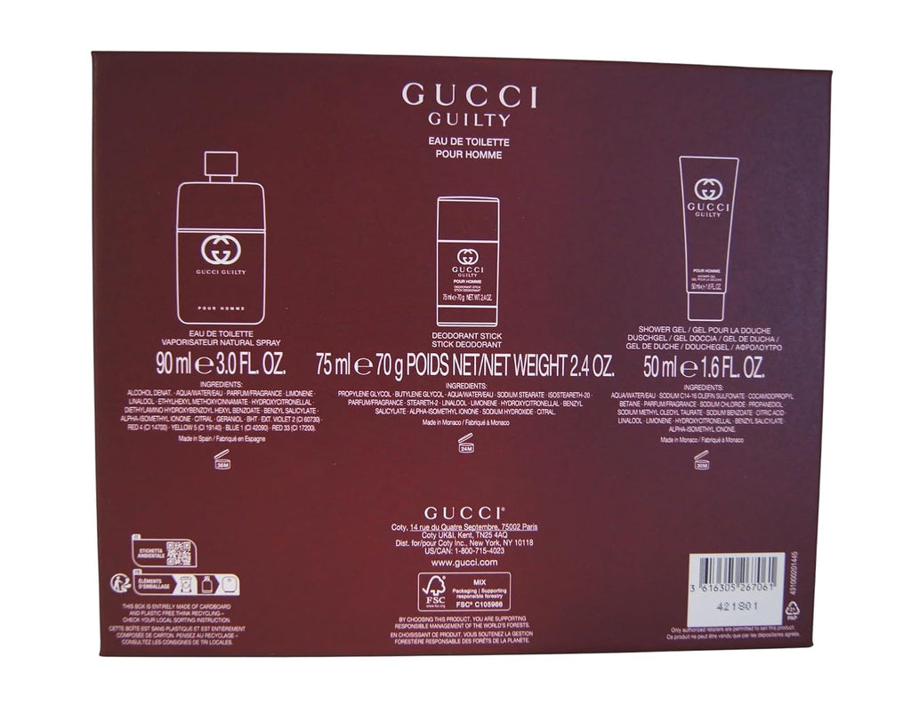 Gucci Guilty Pour Homme EDT 3Pc Gift Set for Men