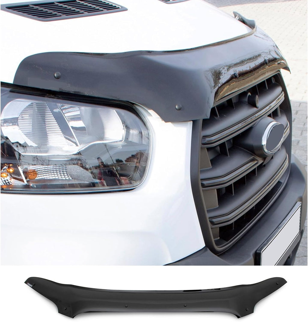 Bonnet Protector for Ford Transit 2018–2024 – Piano Black Hood Deflector Bug Shield Stone Guard – Custom Fit Front Protection