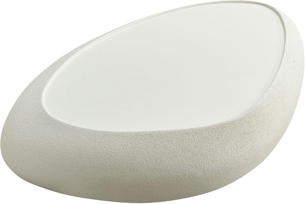 Faux Rock Coffee Table with Lightly Rought Rock Design,Irregular Drum Coffee Table Fiberglass Accent Stone-Like Central Table for Living Room,No Assembly