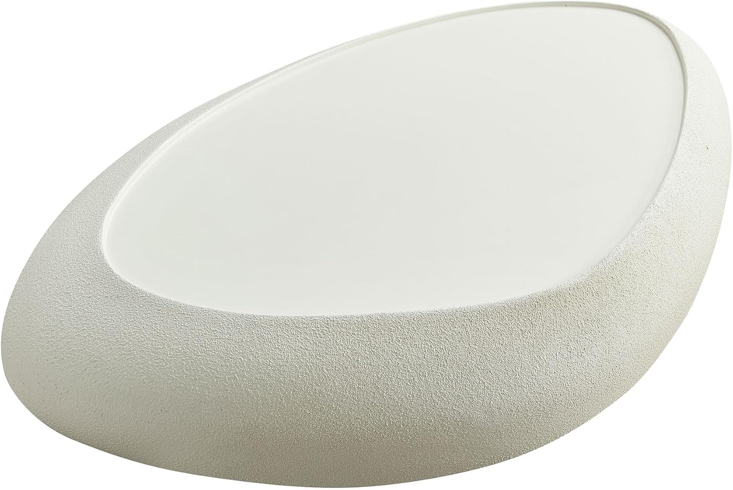 Faux Rock Coffee Table with Lightly Rought Rock Design,Irregular Drum Coffee Table Fiberglass Accent Stone-Like Central Table for Living Room,No Assembly