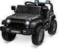 Garvee 12V Kids Ride On Truck Car, Battery Powered Electric Vehicles with Remote Control, Spring Suspensions, 3 Speeds, LED Lights, Music, MP3, Ride On Toy Car for Children Toddles Boys Girls, Black