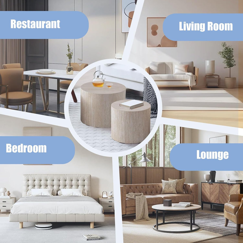 Round Coffee Table Set of 2 Modern Nesting Coffee Tables for Living Room Wave Stripe Round Coffee Table for Living Room Bedroom (K)