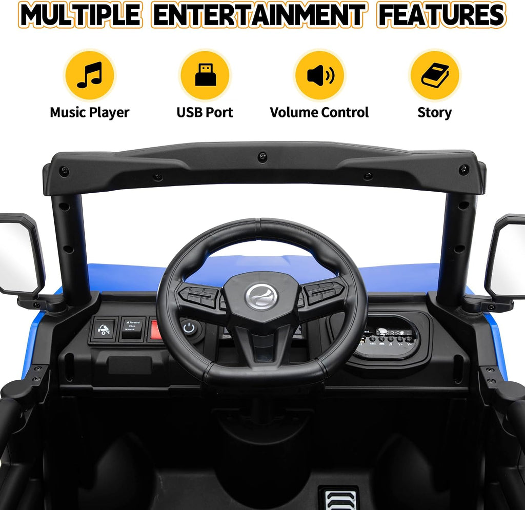 TOBBI Ride on Dump Truck with Electric Dump, Ride on Car with Remote Control, Kids Car to Drive Battery Power Wheels Electric Car Toys for Kids Toddlers Aged 3-8 with Music Player LED Light