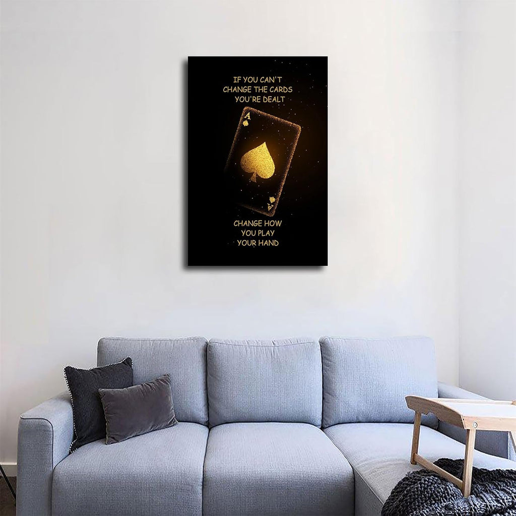 Wall Art Canvas Prints- Poker Inspirational Ace of Spades Game Motivational Quotes Posters Room Aesthetics-Best decoration for kitchen living room bedroom office gym etc (24x36inch-Framed)