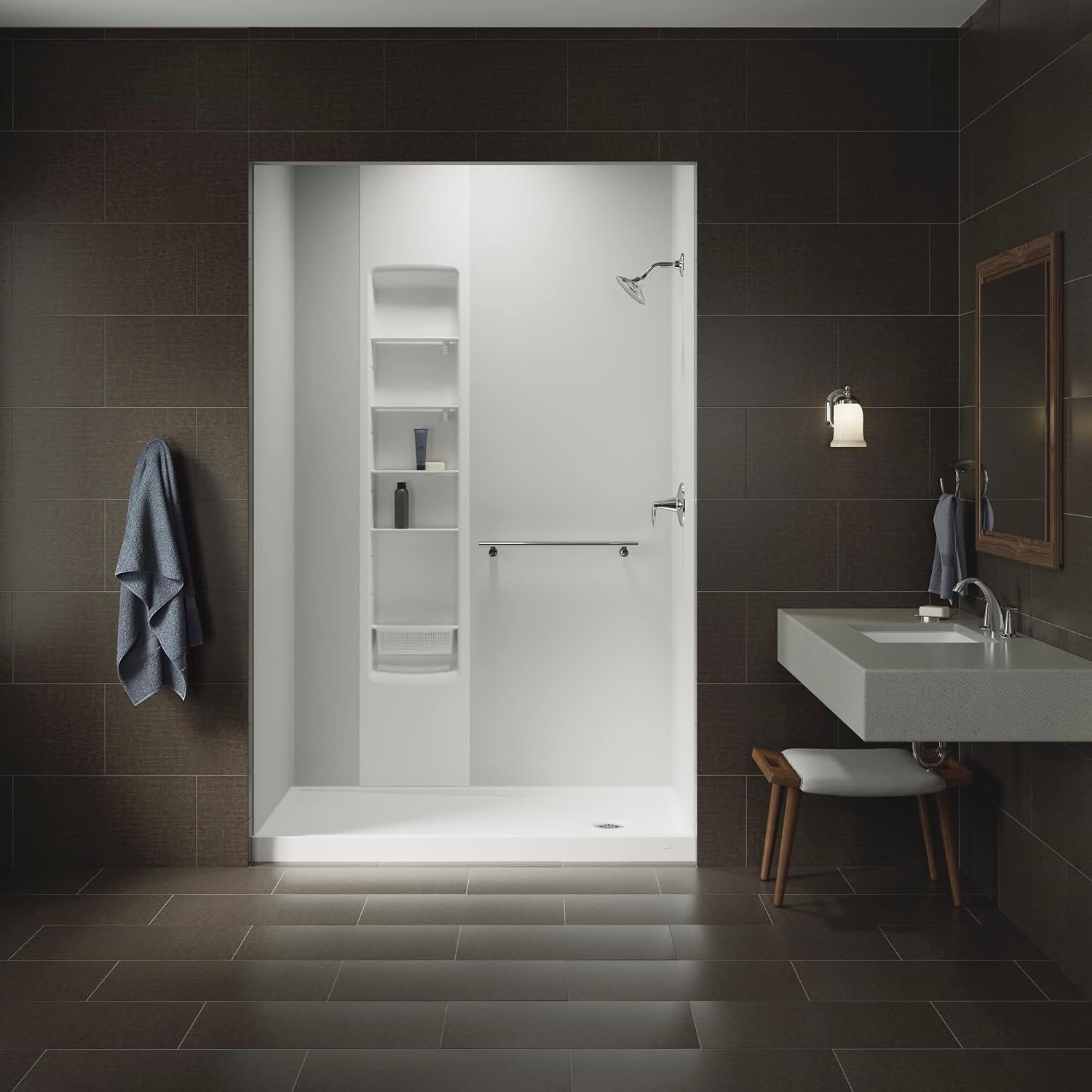 KOHLER 48' x 32' single-threshold shower base with left-hand drain