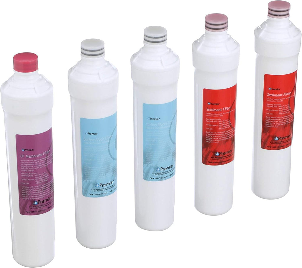 Watts Premier Annual Pure UF-3 5-Pack Filter Kit for 3-Stage Ultra Filtration and RO Pure Reverse Osmosis System, Push Button, 2 Sediment Filters, 2 LVOC Carbon Filters, UF Membrane, WQA Certified