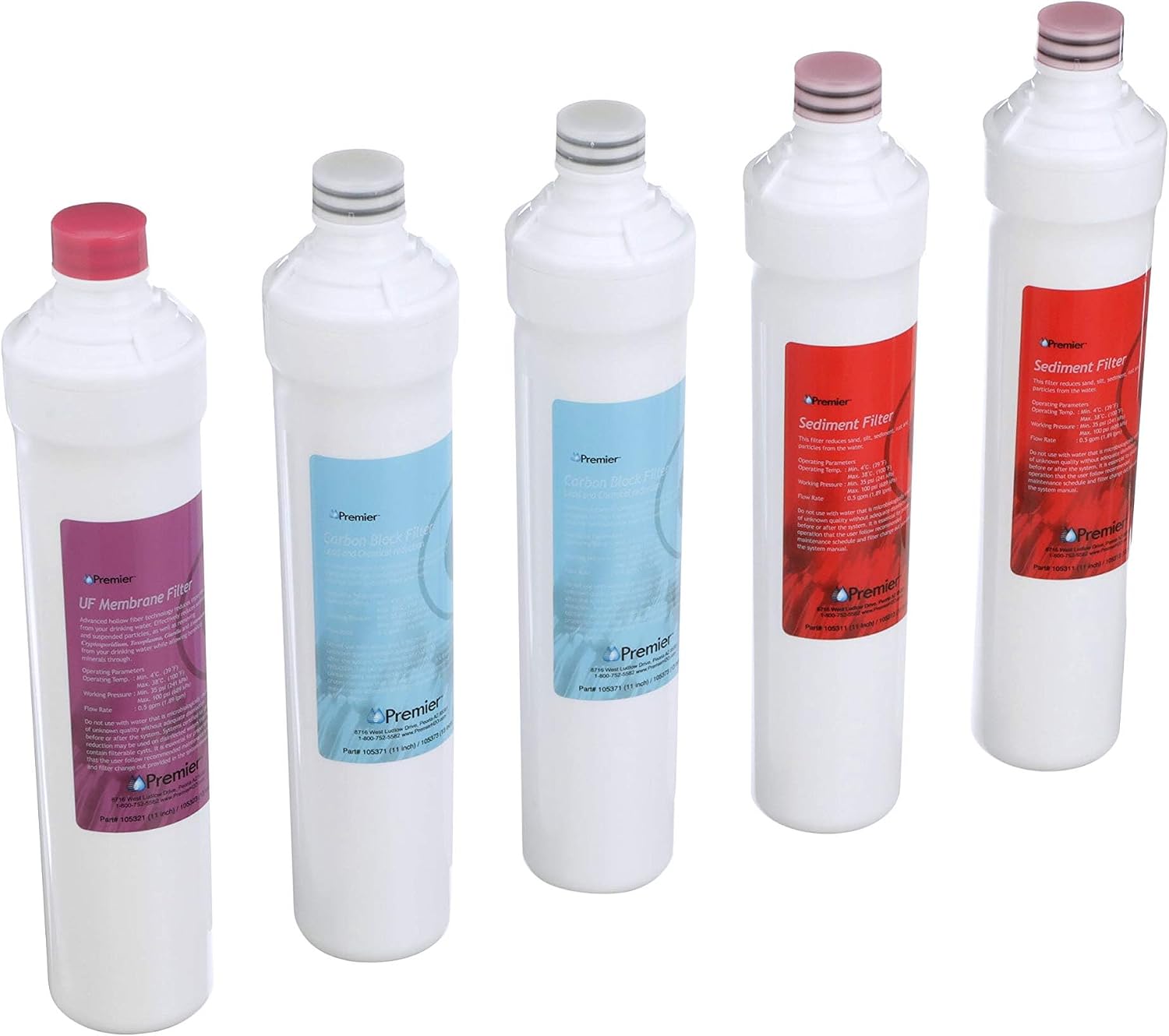 Watts Premier Annual Pure UF-3 5-Pack Filter Kit for 3-Stage Ultra Filtration and RO Pure Reverse Osmosis System, Push Button, 2 Sediment Filters, 2 LVOC Carbon Filters, UF Membrane, WQA Certified
