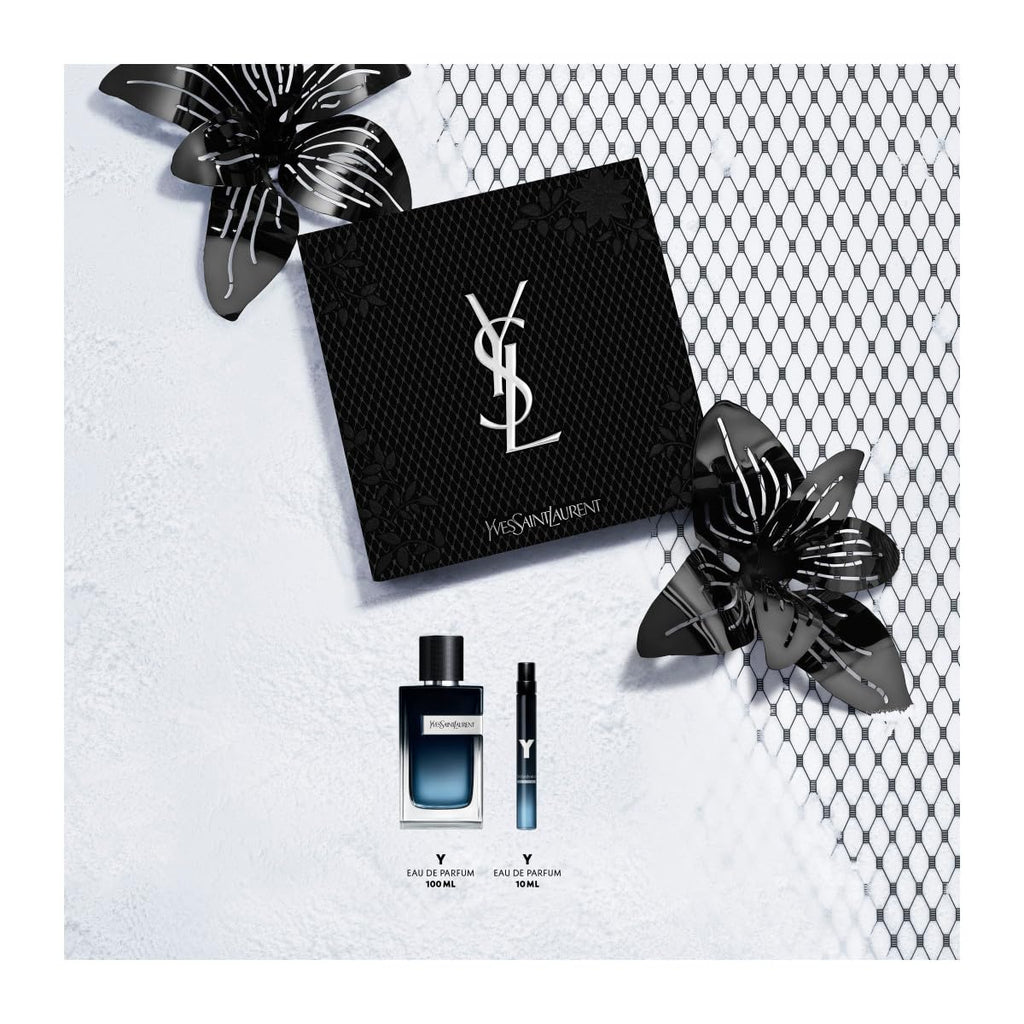 Yves Saint Laurent Y Men's Gift Set Eau de Parfum 3.4 oz & Travel Spray 0.34 oz Long-Lasting EDP for Men, Fresh & Woody Fragrance with Bergamot, Sage & Cedar Perfect Luxury Gift for Him