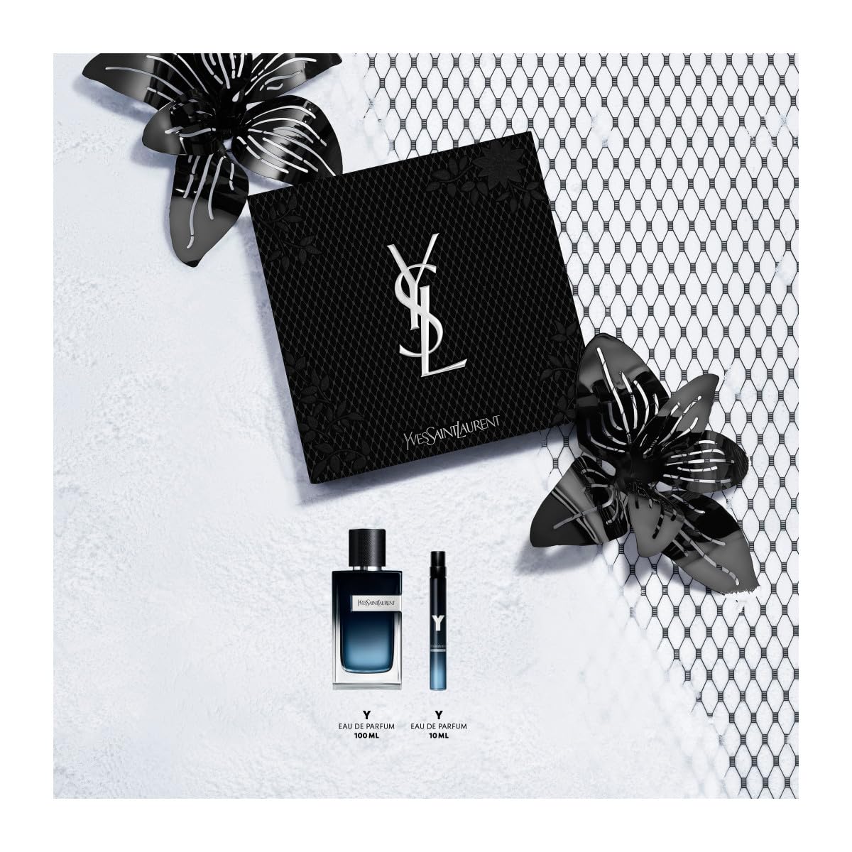 Yves Saint Laurent Y Men's Gift Set Eau de Parfum 3.4 oz & Travel Spray 0.34 oz Long-Lasting EDP for Men, Fresh & Woody Fragrance with Bergamot, Sage & Cedar Perfect Luxury Gift for Him