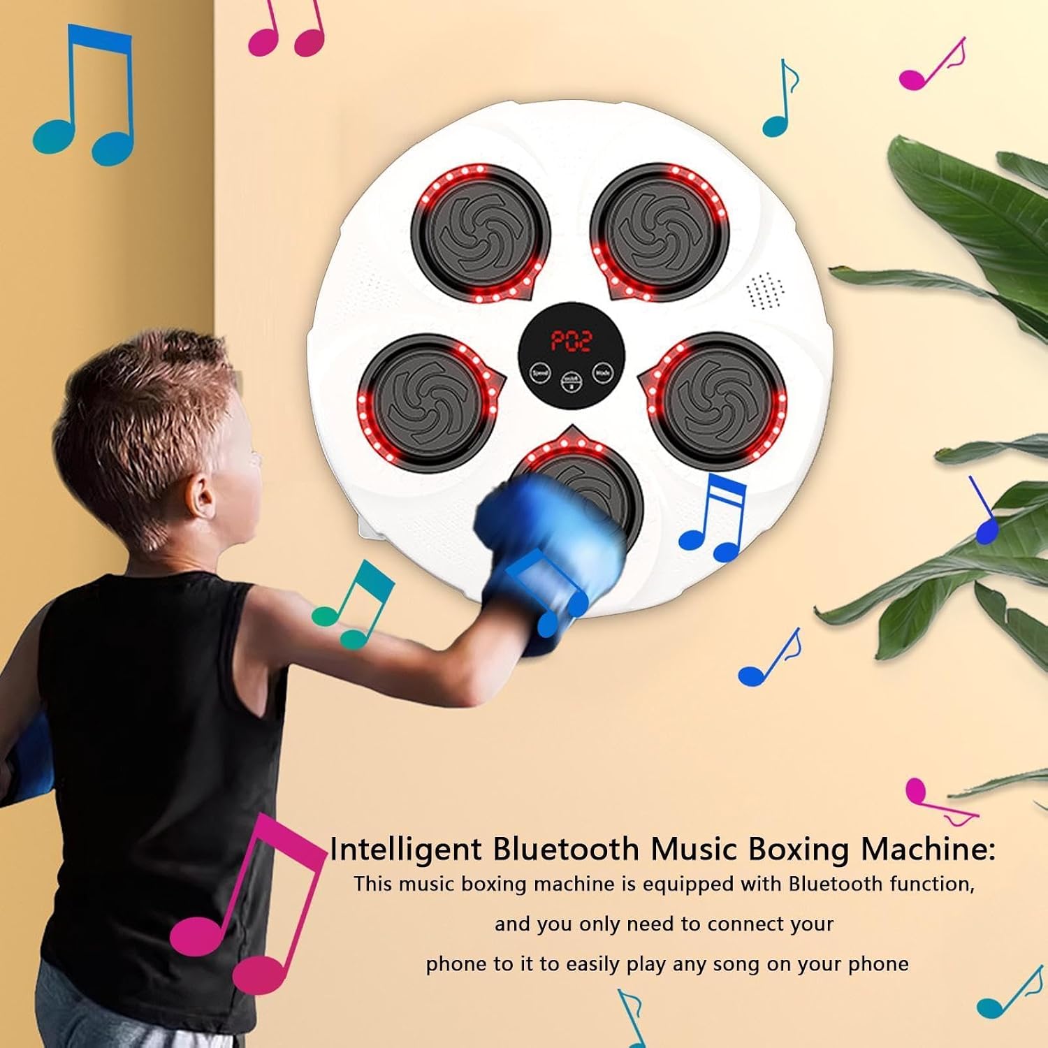 Electronic Boxing Trainer with Boxing Gloves, Smart Wall Strike Machine, Electronic Music Boxing Machines, Training Machine, Speed Adjustable Punch Equipment