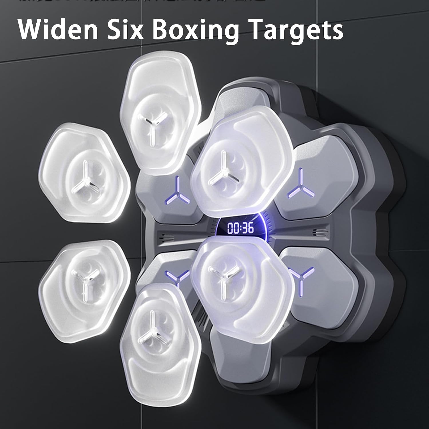 Music Boxing Machine,Smart Wall-Mounted Boxing Equipment with Gloves and Multifunctional Panel,Boxing Target Workout Punching Equipment for Home,White,45.5 cm x 45.5 cm