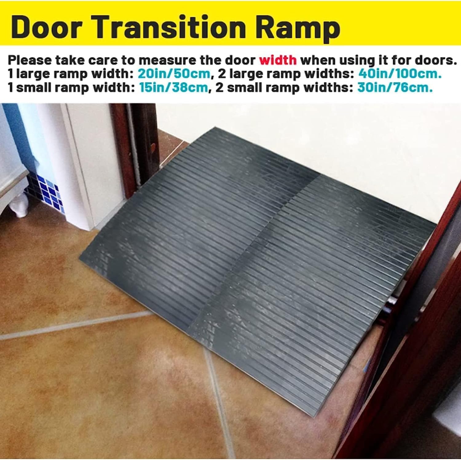 Wheelchair Ramp for Doorways,Portable Rubber Bridge Threshold for Shower/Patio Door/Garage DIY/Cars/Home Shed,2-3inch Rise with Supporting Frame and Non-Slip Surface Transition Ramp