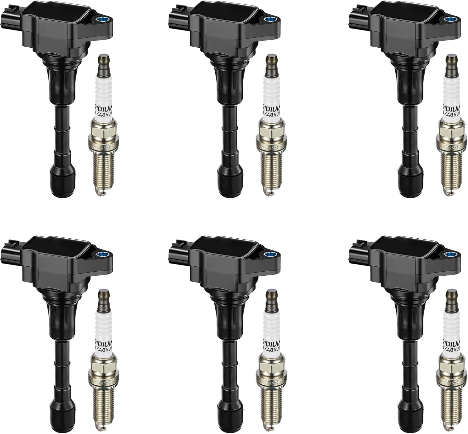 BDFHYK Ignition Coil Pack UF617 and Iridium Spark Plugs 90174 Compatible with Nissan 370Z 09-20 INFINITI FX37 G37 M37 Q40 Q50 Q60 Q70 QX70 3.7L 5.6L V6 Nissan Oem Coil Pack Coil for INFINITI Set of 6