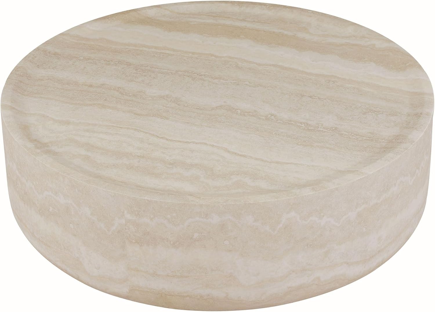 Drum Coffee Table Faux Marble Tea Table Living Room Round Coffee Table No Need Assembly